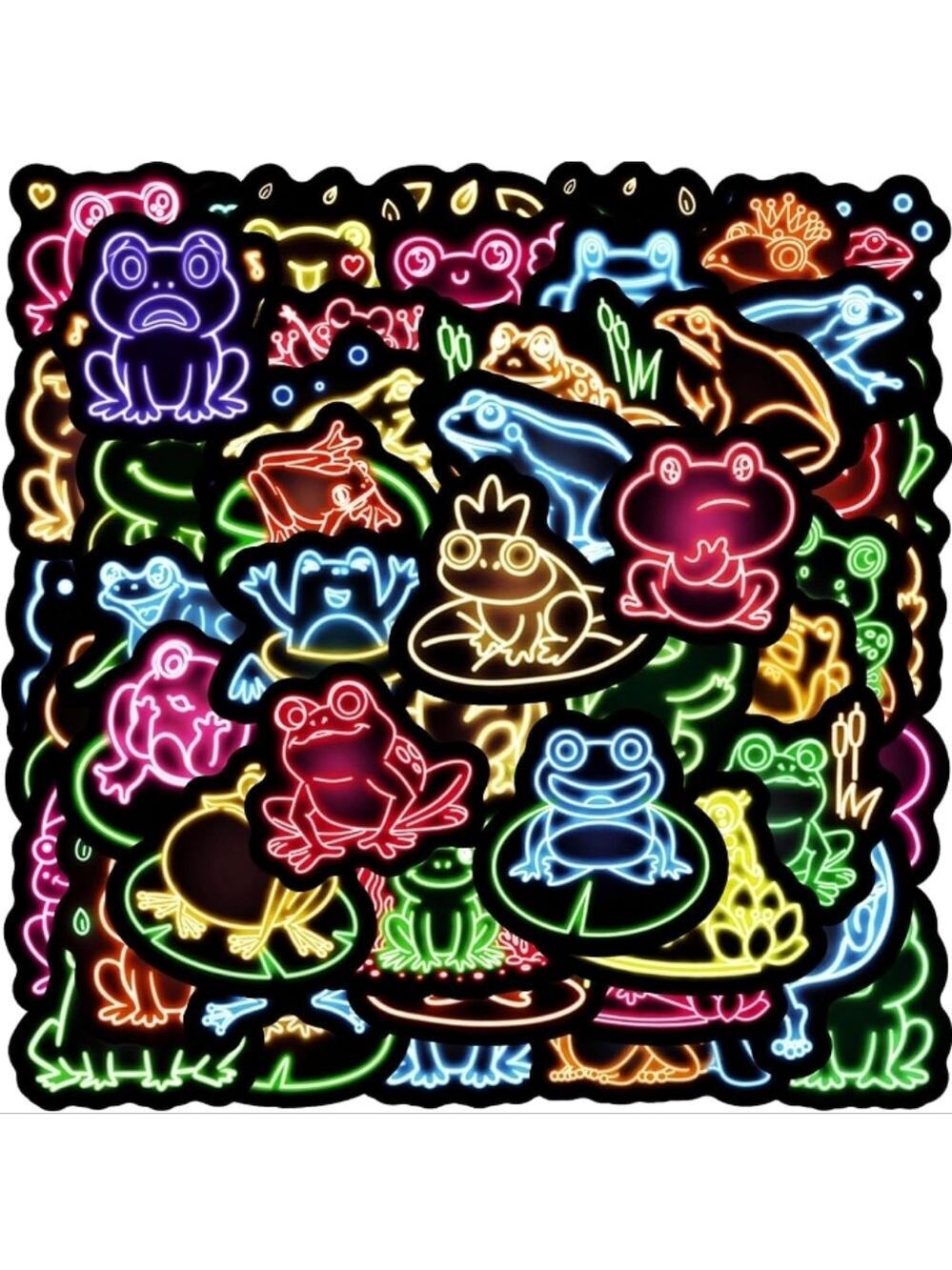 2/$10  25 Piece Glow In The Dark Colorful Frog Neon Sticker Set